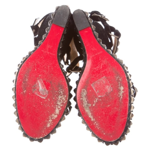Christian louboutin studded velvet wedges 39 - Picture 7 of 10